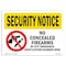 Signmission Safety Sign, OSHA SECURITY NOTICE, 10" Height, 14" Width, No Concealed Weapons By City, Landscape OS-SN-D-1014-L-11592 - alternate 1